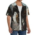 thumbnail image 2 of Yiaed Ruins Tiger Warrior Print Mens Casual Wrinkle Free Shirts Short Sleeve Button Down Summer Stretch Dress Shirt-X-Large, 2 of 5