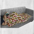 thumbnail image 6 of Tiki Bar Soft Flannel Fleece Throw Blanket, Sixties Retro Inspired Hawaiian Party Happy Tiki Pattern Colorful, Cozy Plush for Indoor and Outdoor Use, 70" x 90", Multicolor, by Ambesonne, 6 of 6