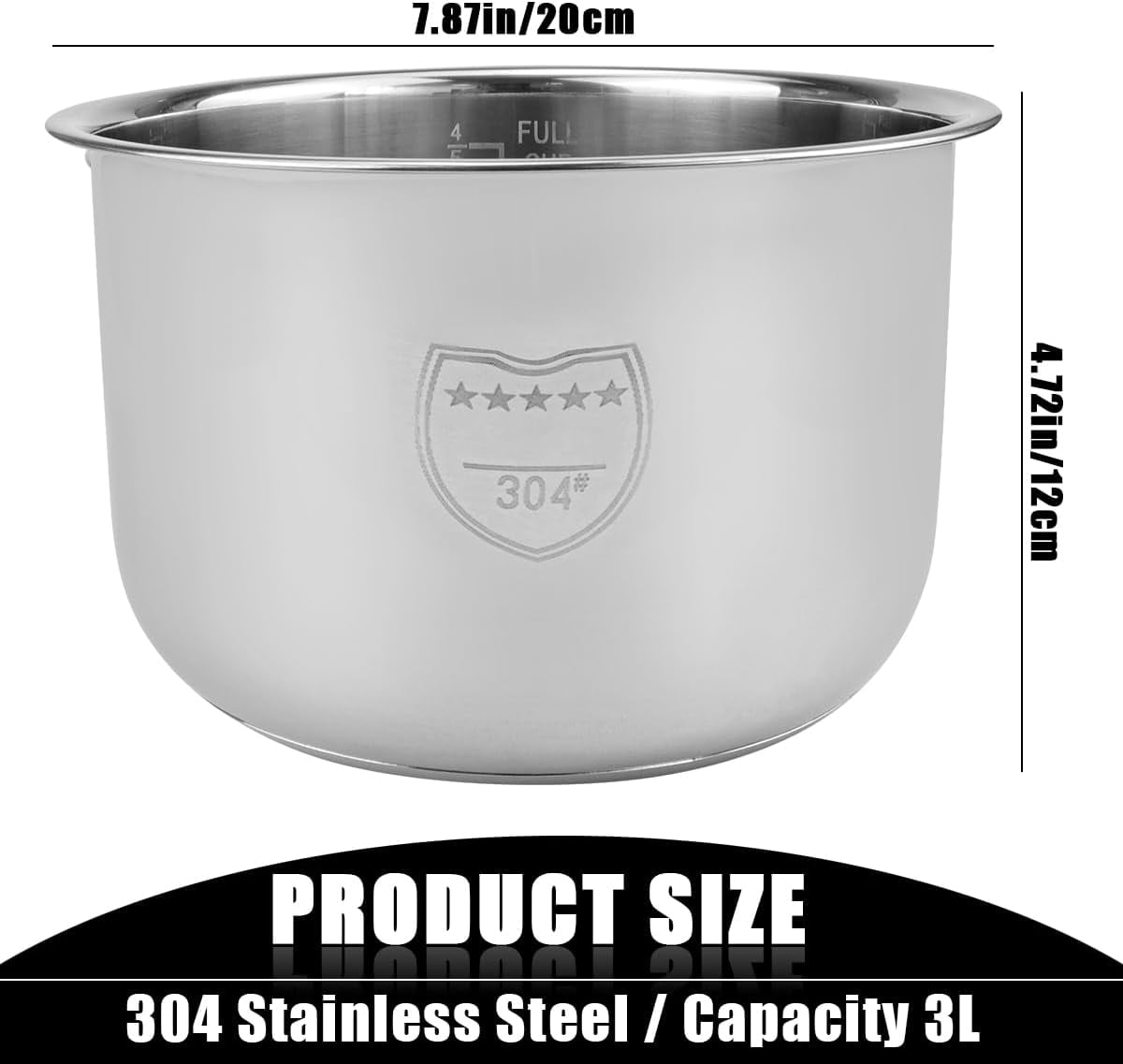3L Stainless Steel Rice Cooker Inner Pot  Liner for Home Kitchen Multi-Functional Cooking Insert