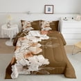 thumbnail image 2 of Manfei Vintage Floral Bedding Comforter Set,Ink Painting Artistic Twin Comforter Sets,Brown White Bedding Set For Adults,Ultra Soft Home Decor Reversible,2 Pieces, 2 of 8