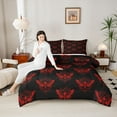 thumbnail image 3 of Feelyou Gothic Moth Twin Comforter Sets, Black Red Bedding Set, 2 Pieces, 3 of 7