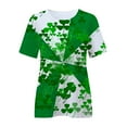 thumbnail image 4 of Pompotops Femmes Décontracté Saint-Patrick Imprimé Manches Courtes Col Rond Chandail Blouse T-shirt Hauts, 4 of 5