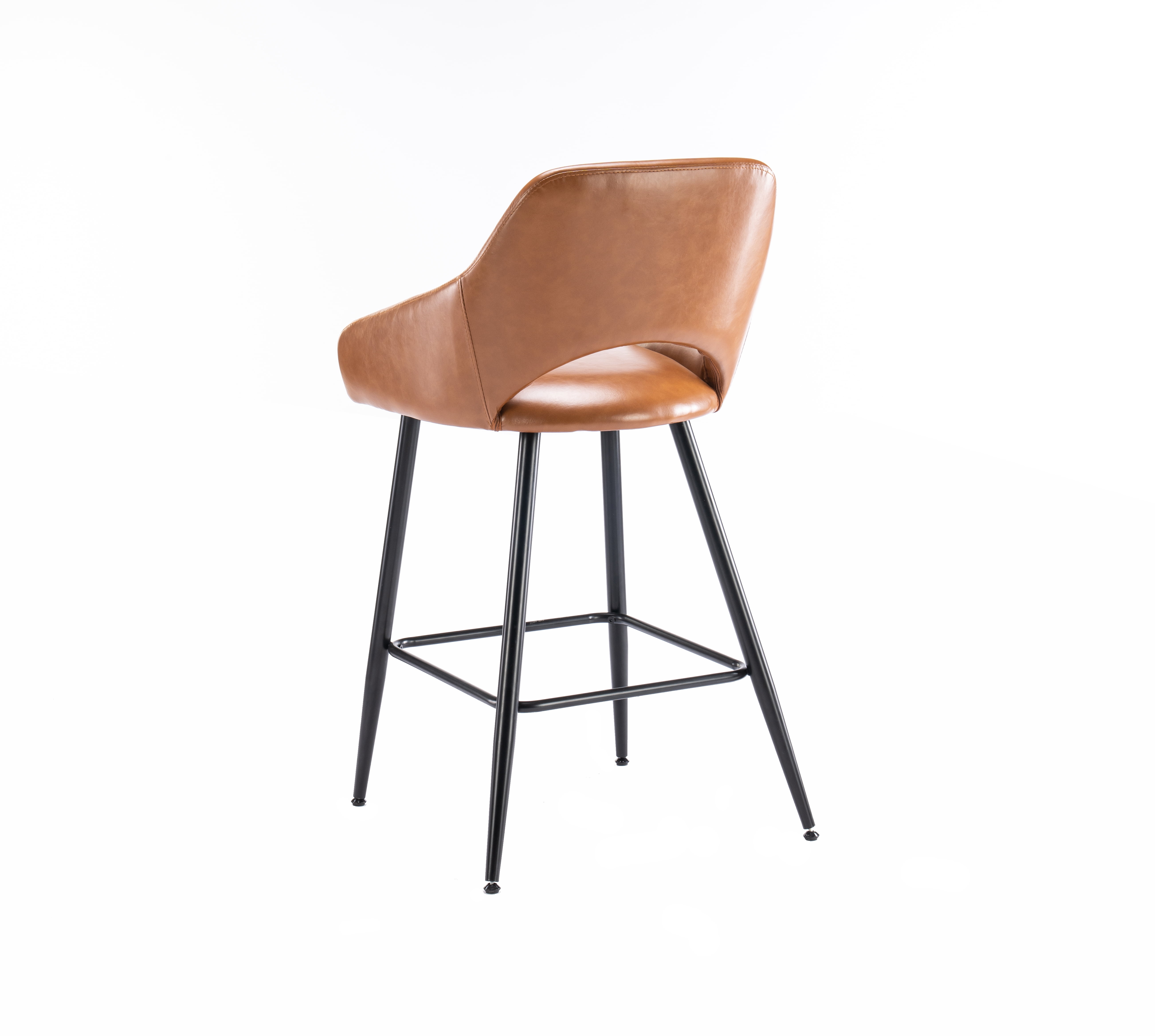 Mainstays Barstool Brown PU Leather Black Legs, 2 Pack