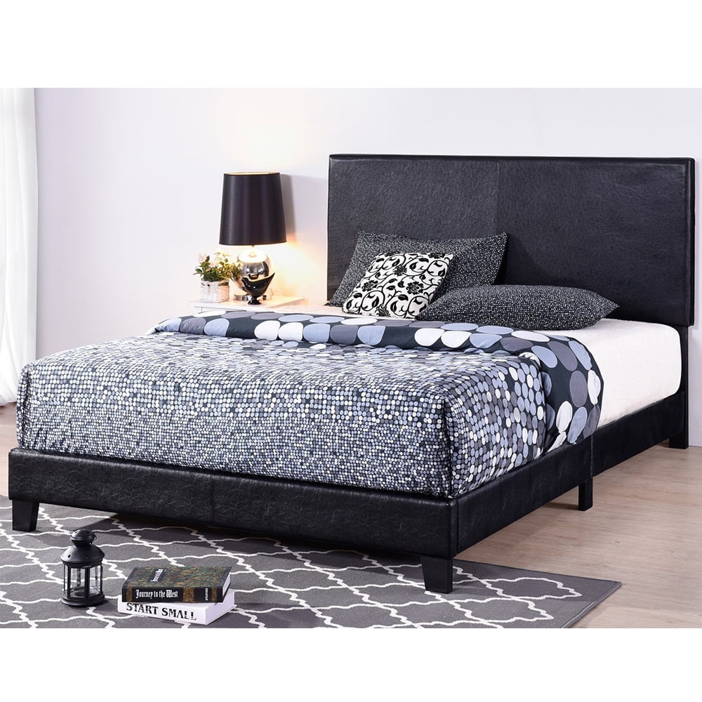 Hommoo Black Metal Platform Bed B200024pc Modern Faux Wooden Design Full Size Frame With Slat Support