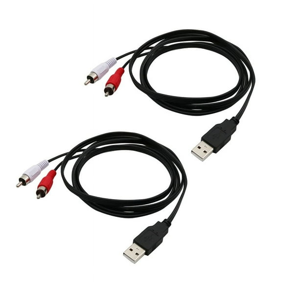 WQNZMADO 2X 1.5M USB A Male to 2X Rca Phono Male Av Cable Lead Pc Tv Aux Audio Video Adapter