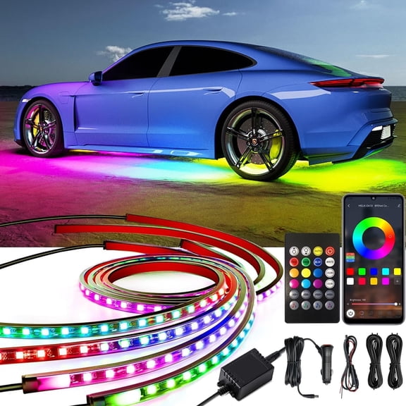 AUTOXBERT4x RGB LED Strip Under Car Tube APP Control Underglow Underbody System Neon Lights