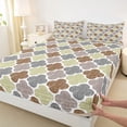 thumbnail image 3 of jejeloiu Geometric Rhombus Pattern Twin Sheet Sets,Modern Abstract Art Twin Fitted Sheet,Yellow Brown Gray Flat Sheet For Teens,Breathable Home Decor,3 Pieces, 3 of 7