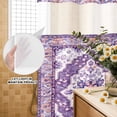 thumbnail image 2 of No Hook Shower Curtain with Built-in Rings - Retro Boho Washable Waterproof Fabric Bathroom Curtains for Hotel,Rentals, Stall 36 X 78 Inch , Aztec Southwest Tribal Floral Dark Lavender Purple, 2 of 9