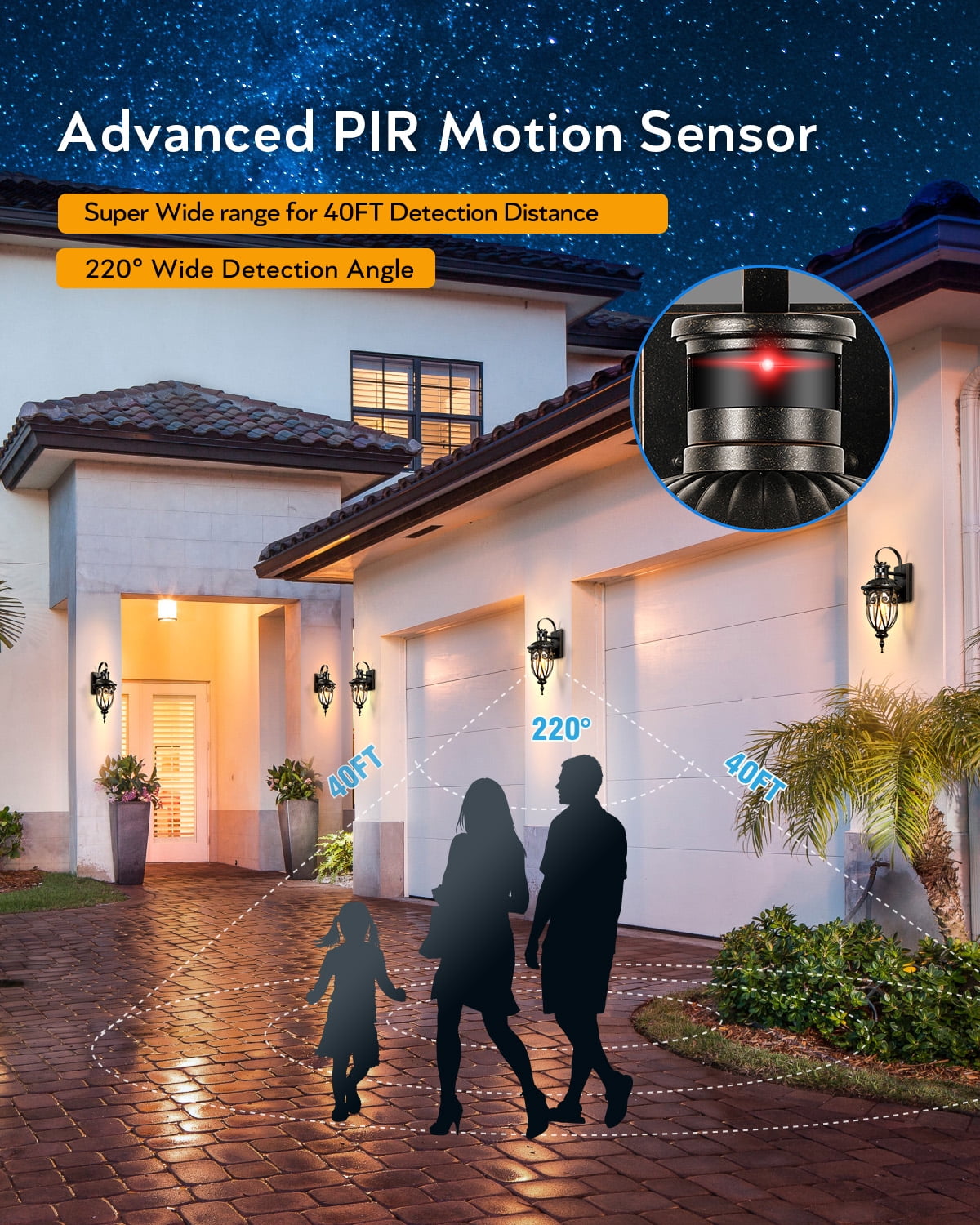 VIANIS Motion Sensor Outdoor Lights, Motion Lights for Outside Dusk to Dawn, Waterproof Porch Lights Outdoor, Oil Rubbed Bronze Exterior Lighting Fixtures for House, Porch, Garage, Doorway