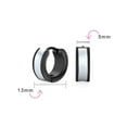 thumbnail image 4 of Bling Jewelry Mens Unisex Two Tone Striped Black Enamel Huggies Mini Hoop Earrings Stainless Steel, 4 of 5