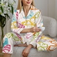 thumbnail image 6 of Pajama Sets for Women 2 Pcs, Retro colorful butterfly Button Down Long Sleeve Sleepwear Lounge PJ Sets, 6 of 6