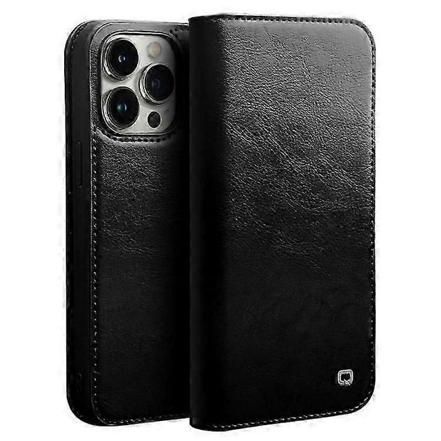 Qialino Compatible For Iphone 14 Pro 6.1 Inch Full Protection Phone Case Flip Wallet Cover Stand Shockproof Genuine Leather Phone