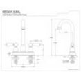 thumbnail image 2 of Kingston Brass KB3491AL Restoration 4" Centerset Bar Faucet, Polished Chrome, 2 of 2