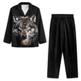 thumbnail image 6 of SEANATIVE Wolf Button Up Pajamas for Women Size XL Animal Print Holiday Pjs for Women Clothes Comfortable Ladies Pajamas Top and Pants Daily Loungewear with Pockets 2 Piece, 6 of 7