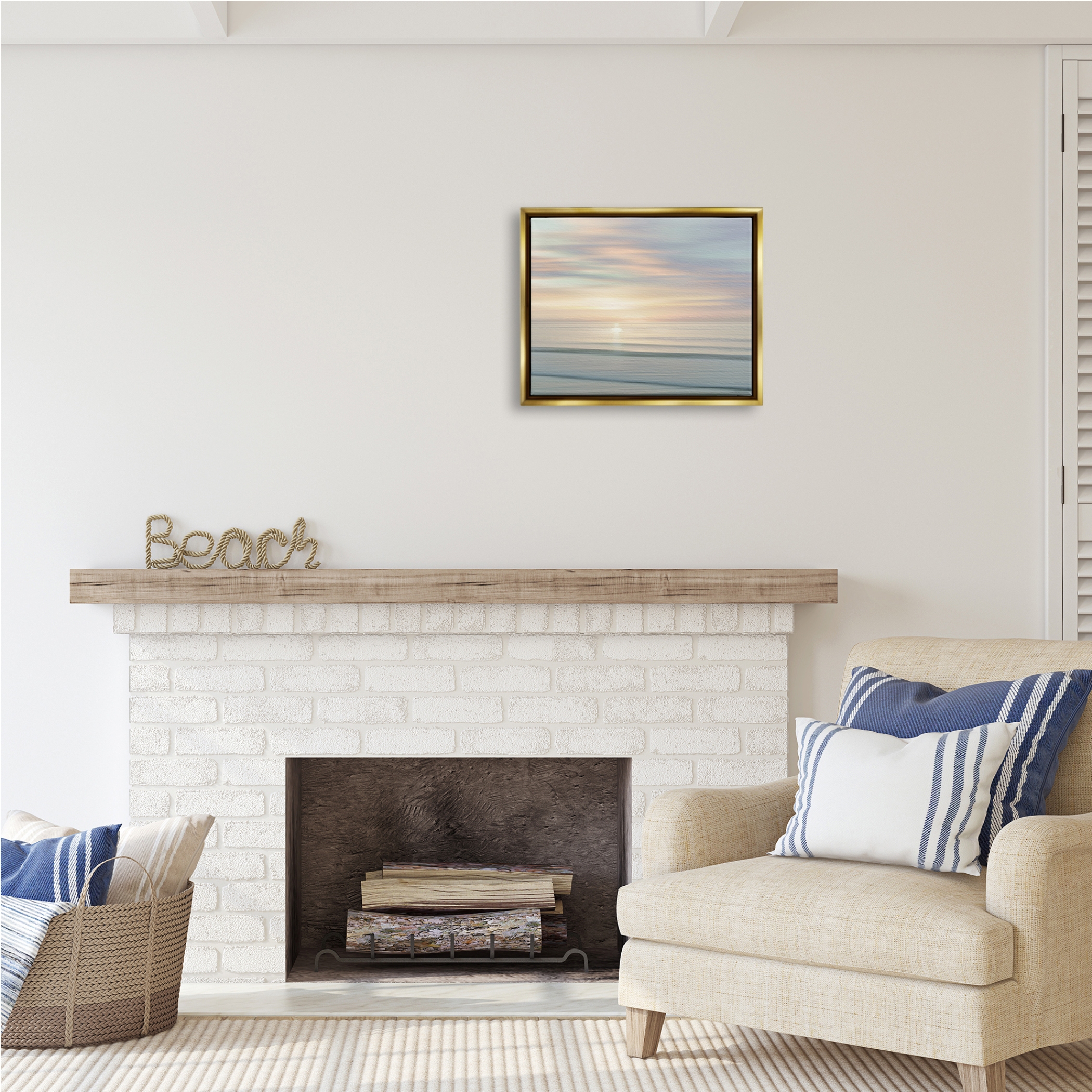 Stupell Industries Sun on Ocean Reflection Nature Photography Gold Floater Framed Art Print Wall Art, 21 x 17