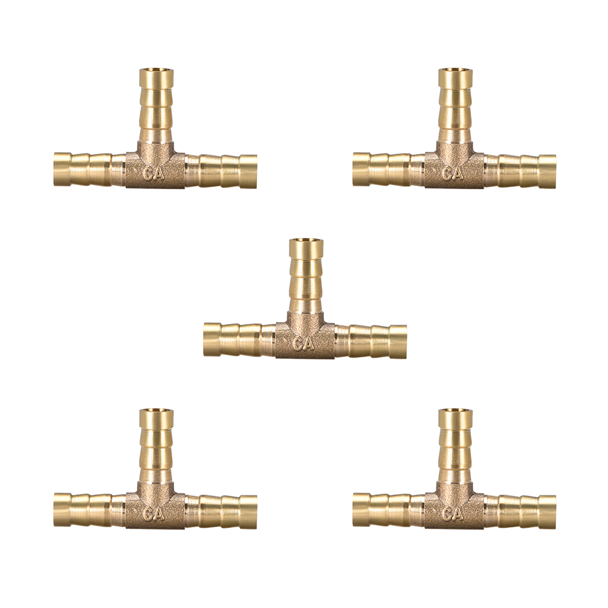 5 Raccordi A T In Ottone 3 Vie | 1/2" (12mm) Per Aria, Acqua, Carburante | Barb Connector