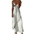 thumbnail image 1 of Besolor Robes d'Été pour Femmes Tendance Imprimée Col en V Bretelles Spaghetti Robe de Plage Décontractée Fluide Maxi, 1 of 5