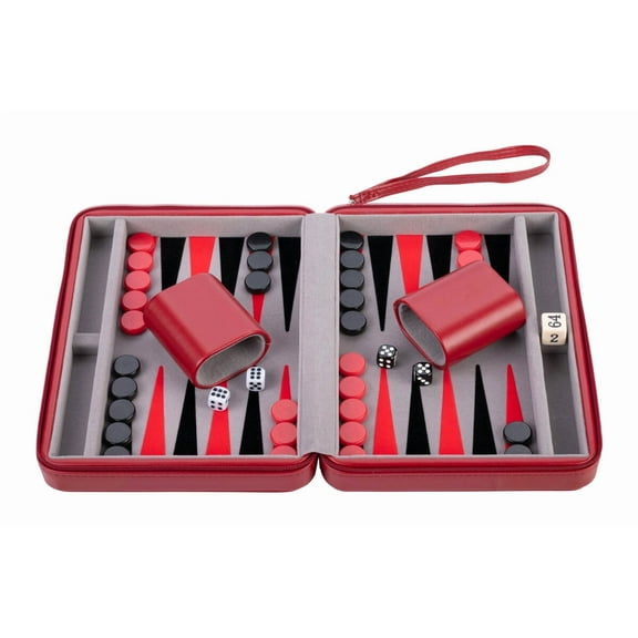 Engelhart 9 inch Backgammon Travel Set - Red / Black / gray