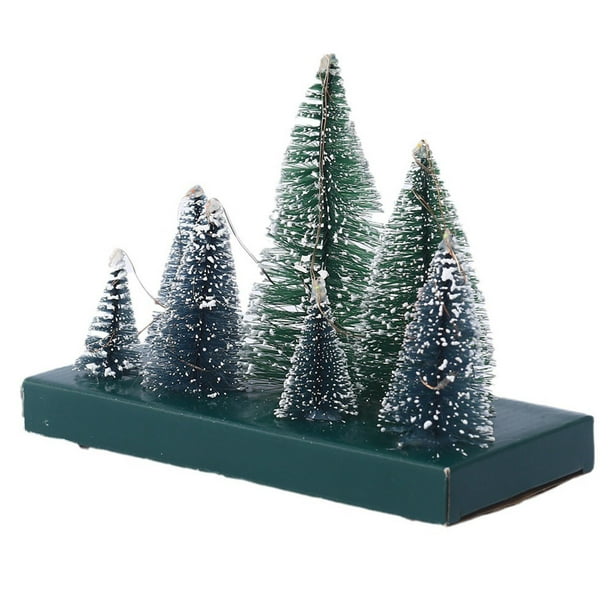 Mini árboles de Navidad con luces de colores, adorno de mesa, decoración navideña, 7,8x3,5x6,3 pulgadas, decorativo