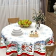 thumbnail image 2 of Christmas Tablecloth Round 60 Inch Grey Green Winter Table Cloth Washable Snowman Snowflake Trees Decorative Outdoor Table Cover for Kitchen Dining Holiday Party Picnic Indoor Home Decor, 2 of 6