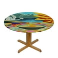 thumbnail image 3 of RUIYC It's O'clock Round Tablecloth Summer Parrot Pineapple Fruit Palm Table Cover Washable Polyester Table Cloth for Buffet Party Dinner Picnic, 3 of 7