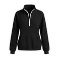 thumbnail image 5 of Jaunzuar Sweatshirt for Women Corduroy Long Sleeve Quarter Zip Pullover Stand Collar Loose Casual Tops with Pockets L, 5 of 6
