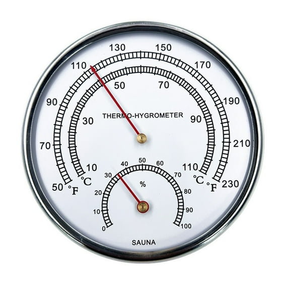 2 In 1 Digital Thermometer Hygrometer Sauna Fahrenheit Thermometer Hygrometer Large Silver-Rimmed Temperature Gauge