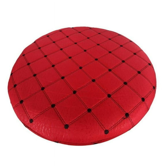 Soft Breathable Grid Round Bar Stool Cover Seat Cushion Slipcover 35cm Red