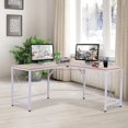 thumbnail image 1 of Topcobe 59" Home Office L-Shaped Wood Corner Computer Desk, Oak, 1 of 9
