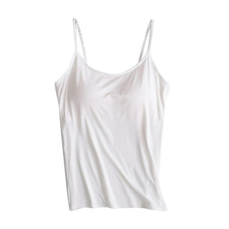 RbCulf Womens Camisoles on Clearance Modal Padded T Shirts Built-in-Bra Tank Tops Adjustable Straps Cami Bras Shirt Summer Tees Blouses