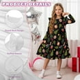 thumbnail image 5 of FKELYI Girls Crewneck Dress A-Line Tiered Swing Dress Ruffle Long Sleeve Fall Sundress Christmas Tree Star Bulb Print Midi Playwear for Party Birthday, 3-4 Y, 5 of 6