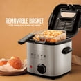thumbnail image 3 of OVENTE Electric Deep Fryer, 1.5L Capacity, 800W with Adjustable Temperature, Viewing Window Lid, Removable Frying Basket & Cool-Touch Handles, Stainless Steel Countertop Fryer, Silver FDM1501BR, 3 of 9