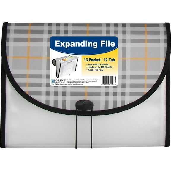 "Plaid Design Expanding Files, 1.5"" Expansion, 13 Sections, Letter Size, Plaid | Bundle of 5 Each"