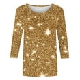thumbnail image 5 of ClodeEU Womens Printed Sequin Seven Tenths Sleeve Round Neck T Shirts,Casual Trendy Slim Tee Tops A-Yellow,Womens Plus L, 5 of 5