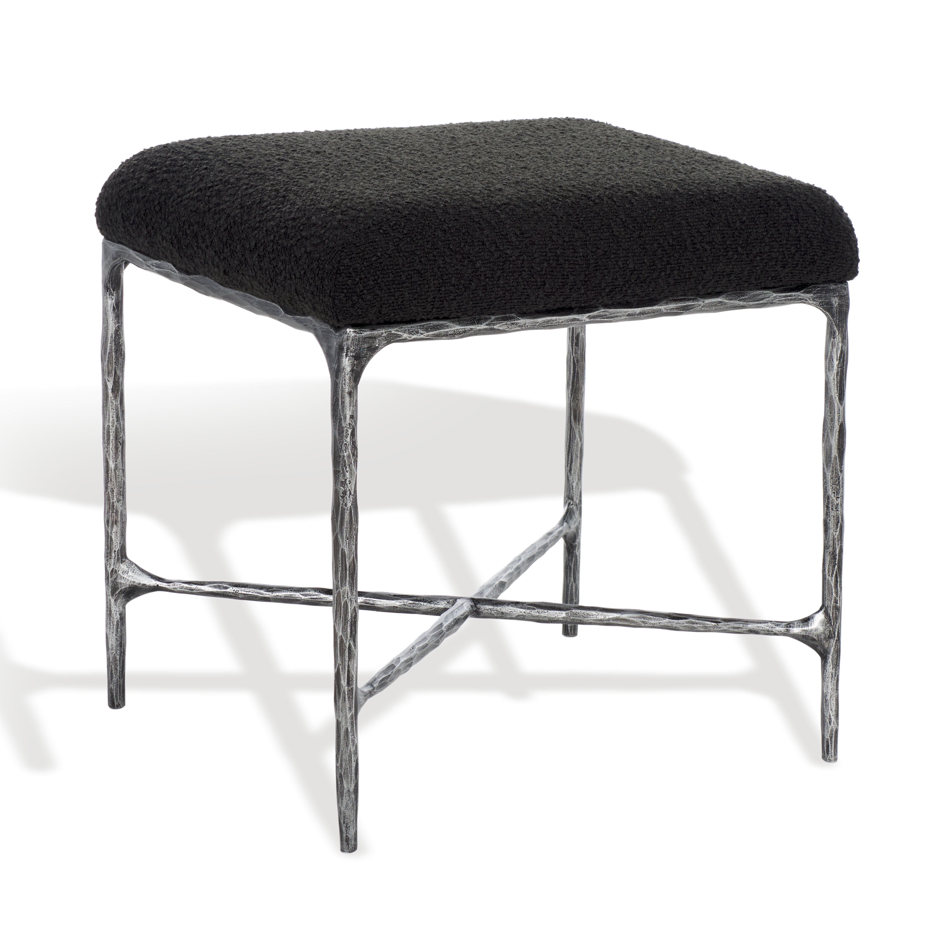 SAFAVIEH Couture Mandy Modern Boucle Ottoman, Black