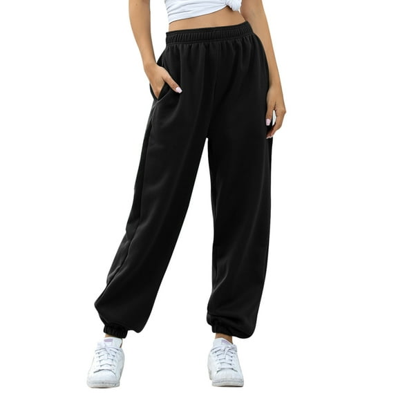 Qiylii Women's Closed Bottom Sweatpants with Pockets High Waist Workout Jogger Pants Casual Trousers