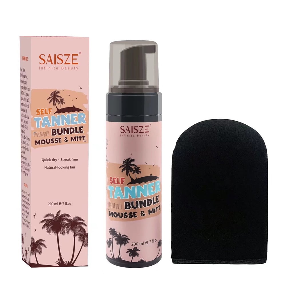SAISZE Self Tanner Kit, Bronze Hydrating Self-Tanning Water Mousse with Mitt, Quick-Drying, Streak-Free Self-Tanner for Natural-Looking Tan, 7 fl. oz