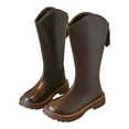 thumbnail image 4 of Gvdentm Girls Dress Boots Girls Knee High Boots Fashion Zipper Tall Riding Boots for Toddler Big Kid(Brown,11), 4 of 7