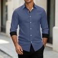 thumbnail image 3 of IYTR Men Long Sleeve Button Up Dress Shirts Contrast Cuff Lapel Solid Color Slim Fit Office Casual Top (Navy,XL), 3 of 8