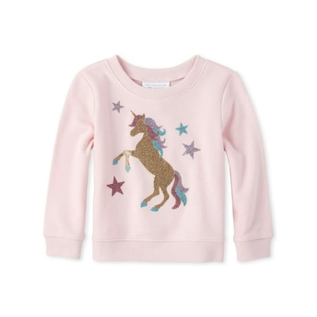 The Children's Place Baby Toddler Girl Long Sleeve Glitter Unicorn Graphic (Best Place To Shop For Toddler Clothes)