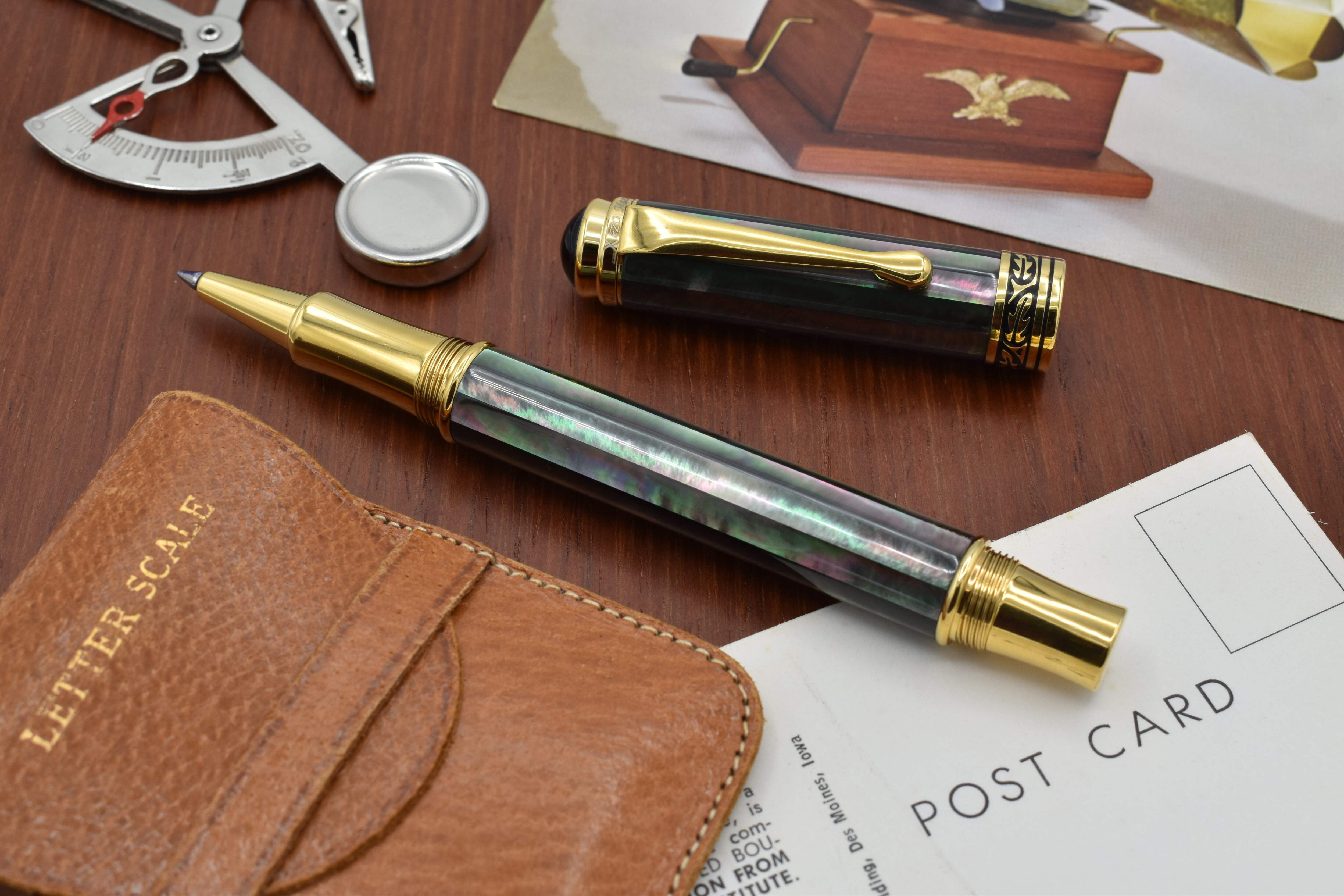 Xezo Xezo Maestro® 18K Gold Plated Rollerball Pen - Tahitian Black Mother of Pearl
