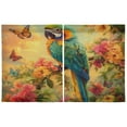 thumbnail image 2 of BZSMCE Set of 2 Pieces Kitchen Window Curtain Fashion Parrot with Butterflies Printed 27x24in/27x36in, 2 of 9