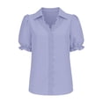 thumbnail image 4 of Summer Tops for Women Evening Blouses for Women Elegant Short Sleeves Plus Size Puff Sleeve Shirt Hollow V Neck Blouses, 4 of 6