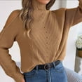 thumbnail image 6 of Sevevn Women's Casual Color Long Sleeved High Neck Off Shoulder Pullover Sweater Khaki L Sales Today Clearance, 6 of 8