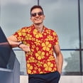 thumbnail image 4 of Balery Red Vintage Flowers Camisa Polo de Hombre con Estampado, de Manga Corta y Tejido Medio, Camisa Tipo Golf Polo-Small, 4 of 6