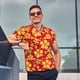 thumbnail image 4 of Balery Red Vintage Flowers Camisa Polo de Hombre con Estampado, de Manga Corta y Tejido Medio, Camisa Tipo Golf Polo-Large, 4 of 6
