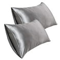 thumbnail image 3 of AuroraX Stain Protection Pillow Cases 2 pack Standard Silk Satin Gray Pillowcase Rayon Soft Zip Closure Smooth Solid Improving Sleep, 3 of 3