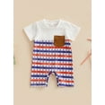 thumbnail image 2 of Bagilaanoe 4th of July Newborn Baby Boys Jumpsuit Stars/Stripes Print Short Sleeve Bodysuit 3M 6M 12M 18M Infant Summer One Piece Romper for Independence Day, 2 of 8