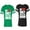 Men Green / Women Black, variant on My Heart Only Beat For Her Him Unisex Couple Matching Cotton Jersey style T-Shirt Contrasting stripes on sleeves (Men Green / Women Black) (Men S / Women S)