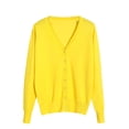 thumbnail image 4 of Baberdicy Sweaters for Women Ladies' Solid Tone Buttoned Mercerized Cotton Loose Sweater with Cardigan Jacket Womens Sweaters Yellow, 4 of 5